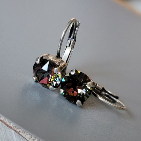 Austrian Crystal Earrings in Antique Silver - Picture 9 of 9